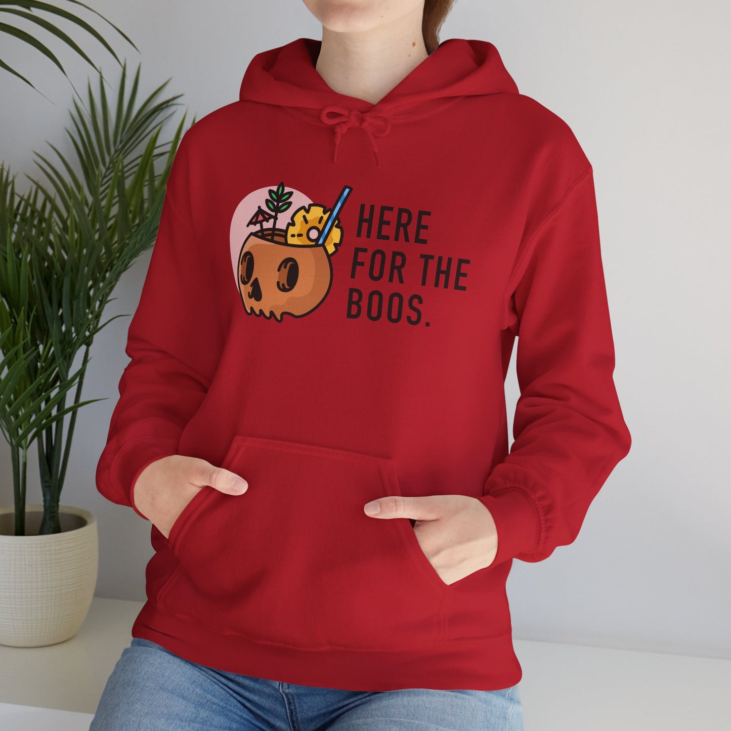 Halloween Skull Hoodie, Cozy Sweatshirt for Fall, Here for the Boos, Unisex Sweatshirt, Perfect for Halloween, Gift for Spooky Season