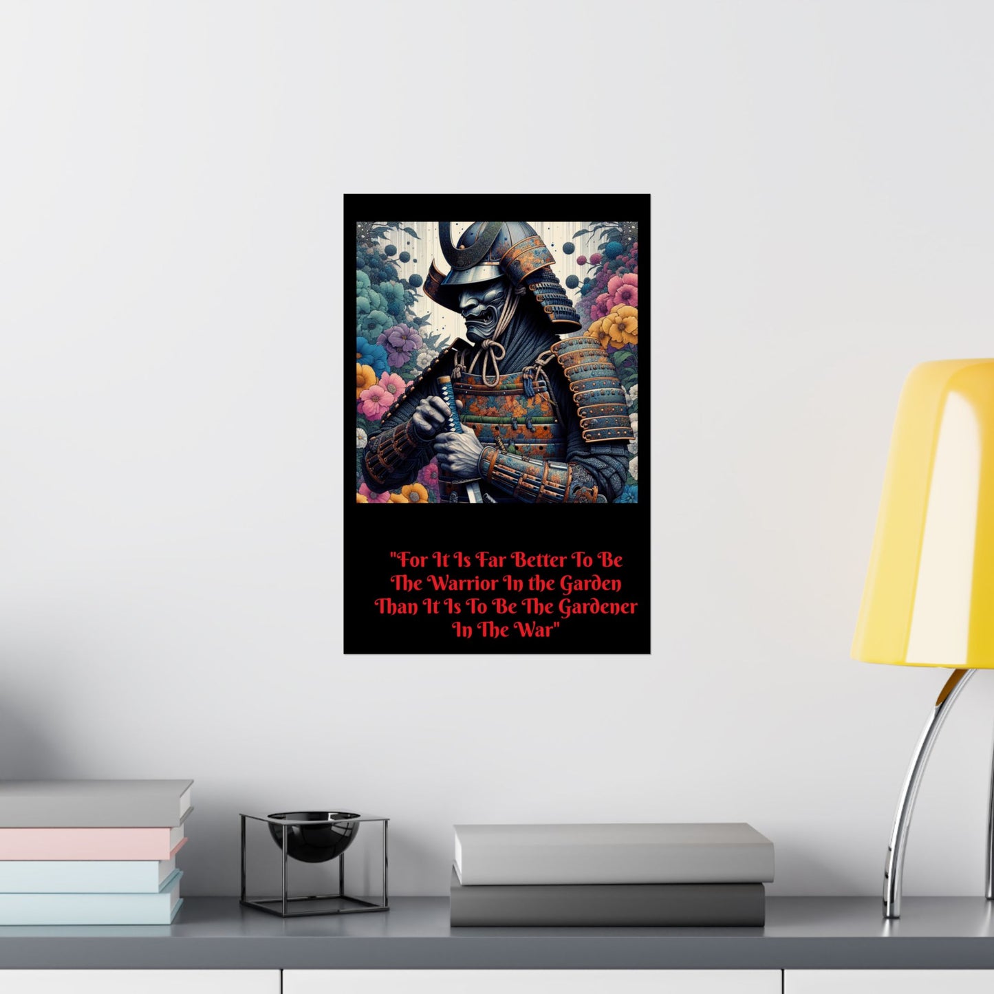 Samurai Warrior Poster, Inspirational Wall Art, Motivational Home Decor, Japanese Aesthetic Print, Garden and War Quote