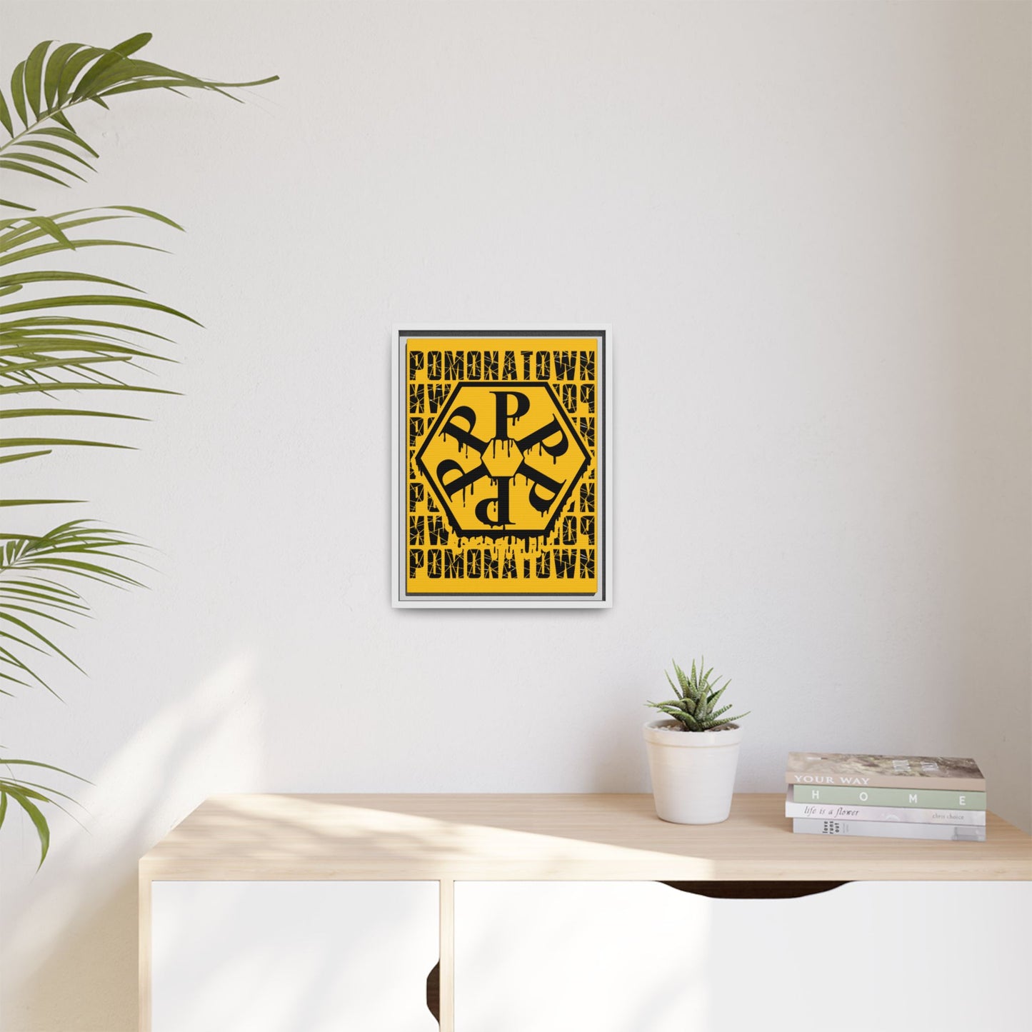 Framed Canvas Art Print, Urban Home Decor, Wall Art for Pomonatown Lovers, Typography Artwork, Gift for Friends