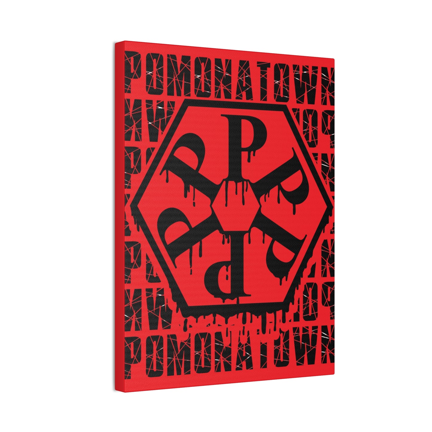 Urban Art Canvas Print, Graffiti Wall Decor, Modern Home Art, Red Hexagon Design, Contemporary Living Room Accent