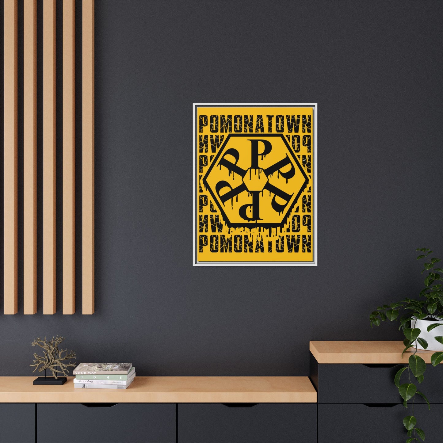 Framed Canvas Art Print, Urban Home Decor, Wall Art for Pomonatown Lovers, Typography Artwork, Gift for Friends