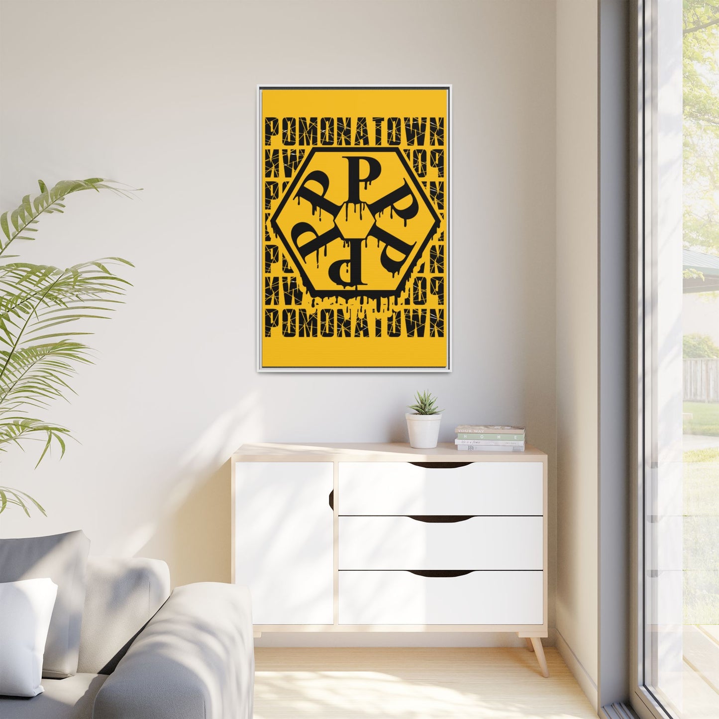 Framed Canvas Art Print, Urban Home Decor, Wall Art for Pomonatown Lovers, Typography Artwork, Gift for Friends