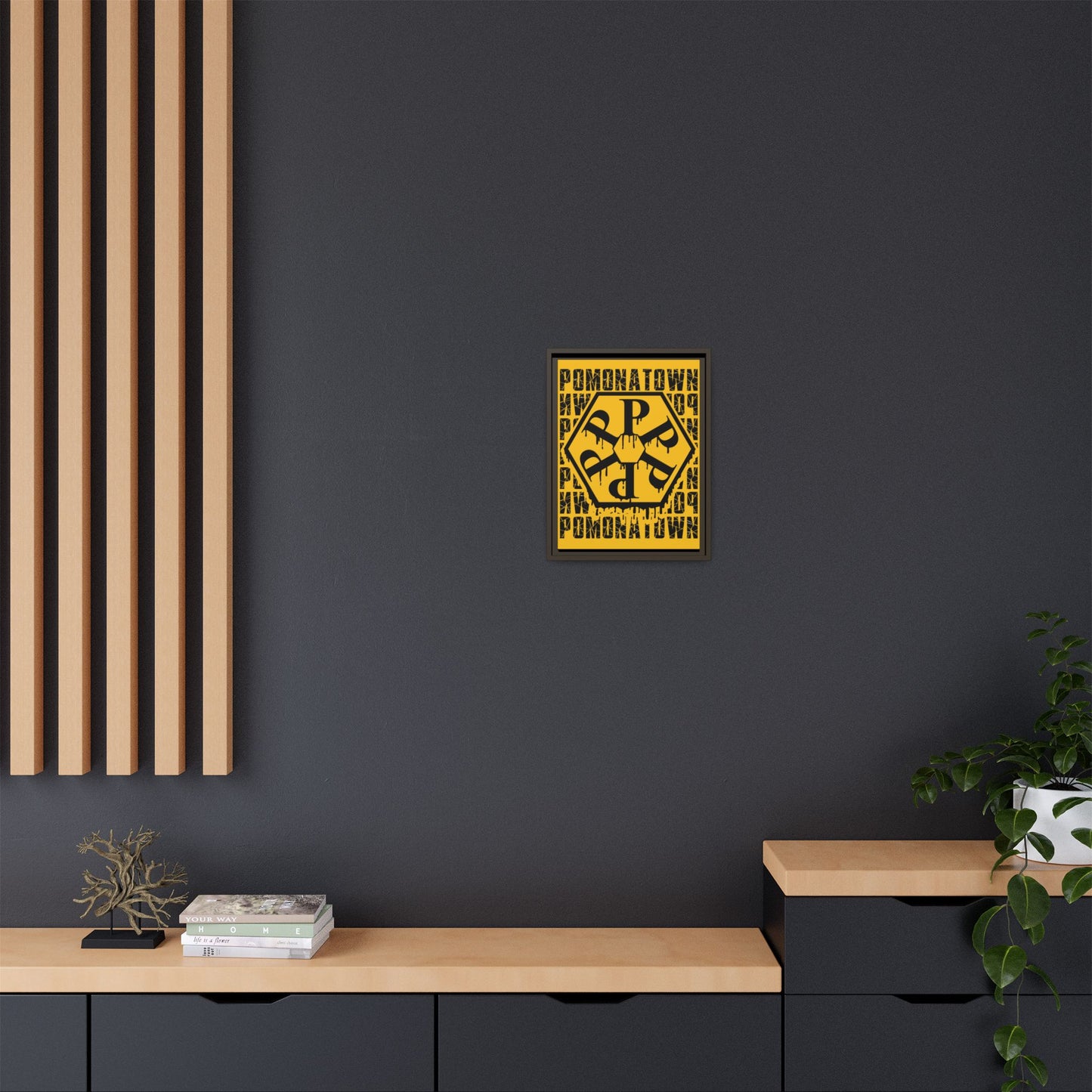 Framed Canvas Art Print, Urban Home Decor, Wall Art for Pomonatown Lovers, Typography Artwork, Gift for Friends