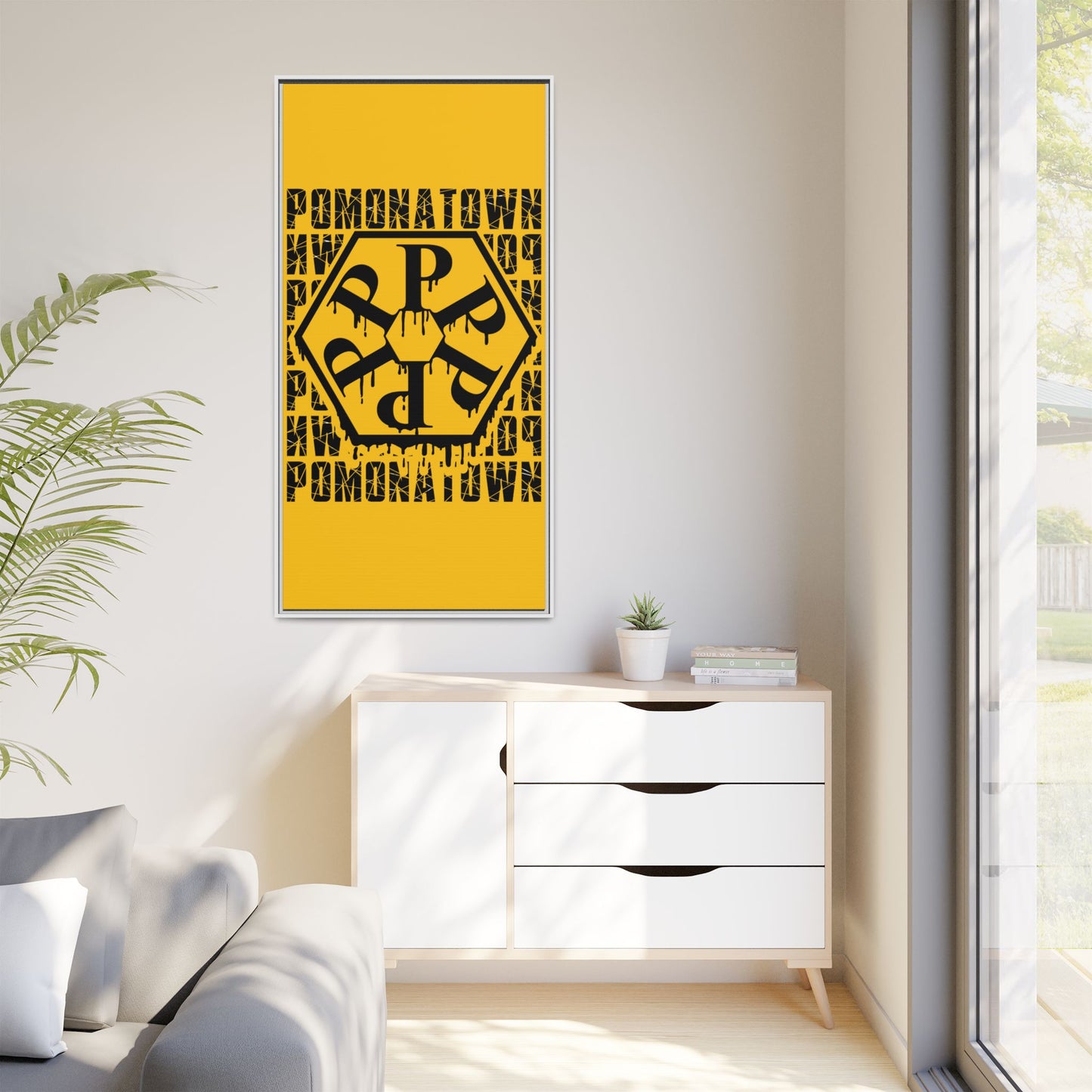 Framed Canvas Art Print, Urban Home Decor, Wall Art for Pomonatown Lovers, Typography Artwork, Gift for Friends