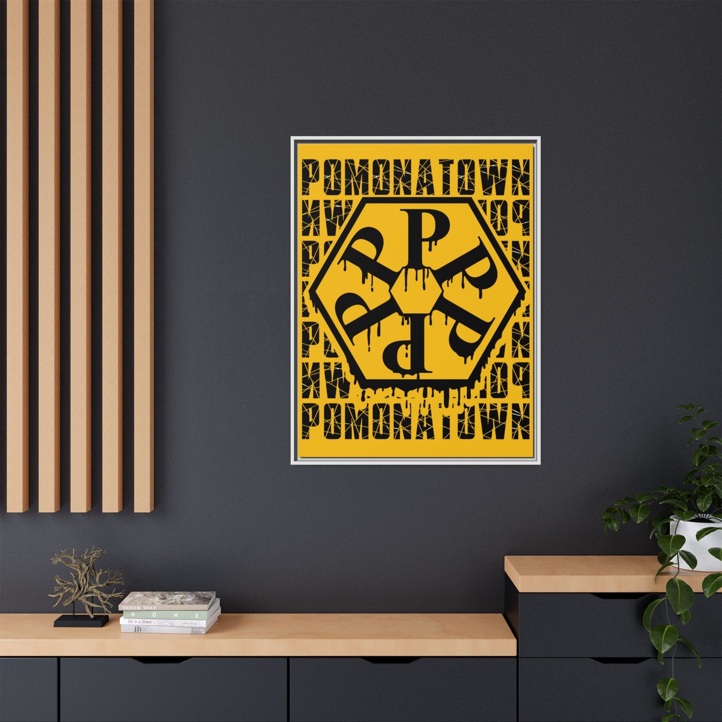 Framed Canvas Art Print, Urban Home Decor, Wall Art for Pomonatown Lovers, Typography Artwork, Gift for Friends