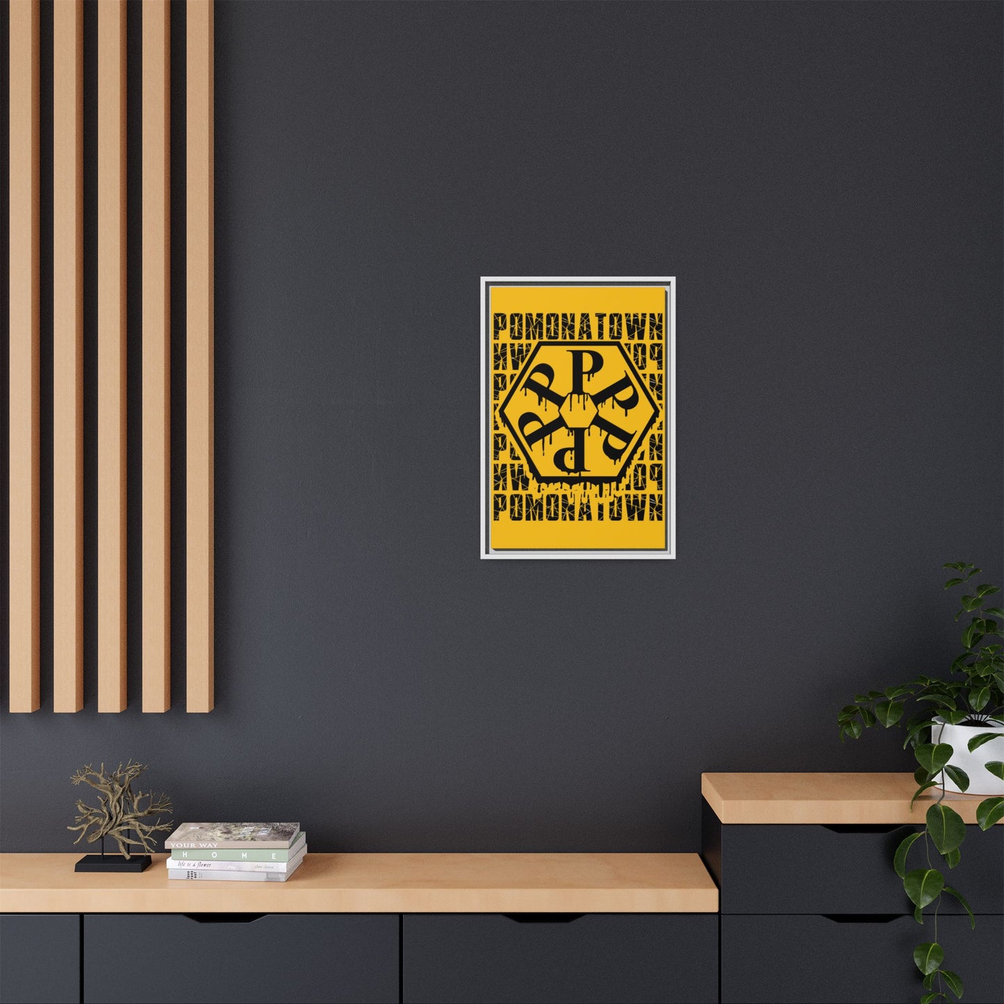 Framed Canvas Art Print, Urban Home Decor, Wall Art for Pomonatown Lovers, Typography Artwork, Gift for Friends