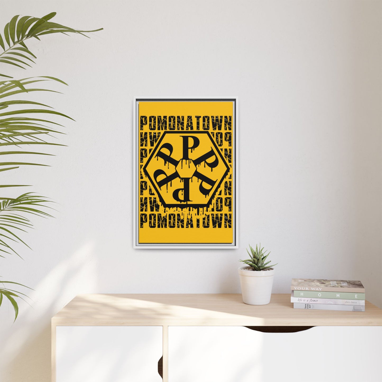 Framed Canvas Art Print, Urban Home Decor, Wall Art for Pomonatown Lovers, Typography Artwork, Gift for Friends