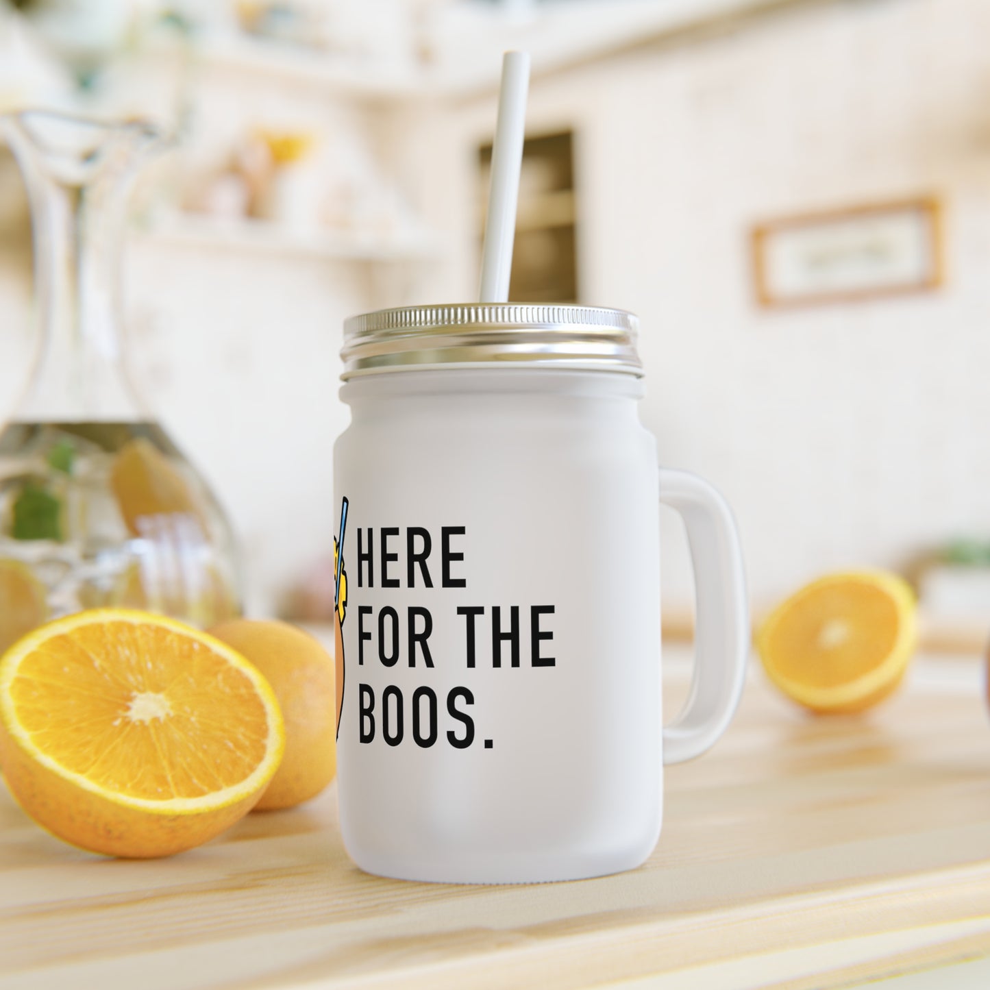 Halloween Mason Jar, Here for the Boos Drinkware, Seasonal Party Cup, Fall Celebration, Cute Decor for Spooky Nights
