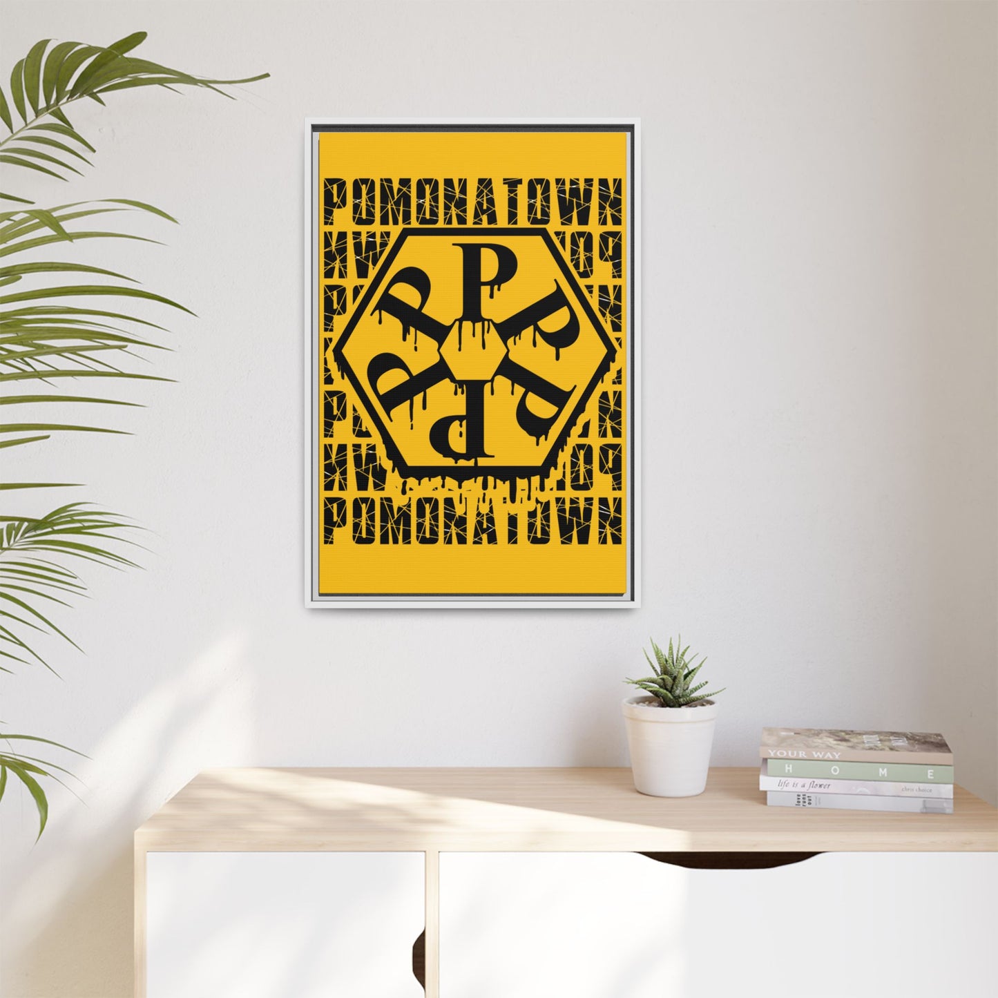 Framed Canvas Art Print, Urban Home Decor, Wall Art for Pomonatown Lovers, Typography Artwork, Gift for Friends
