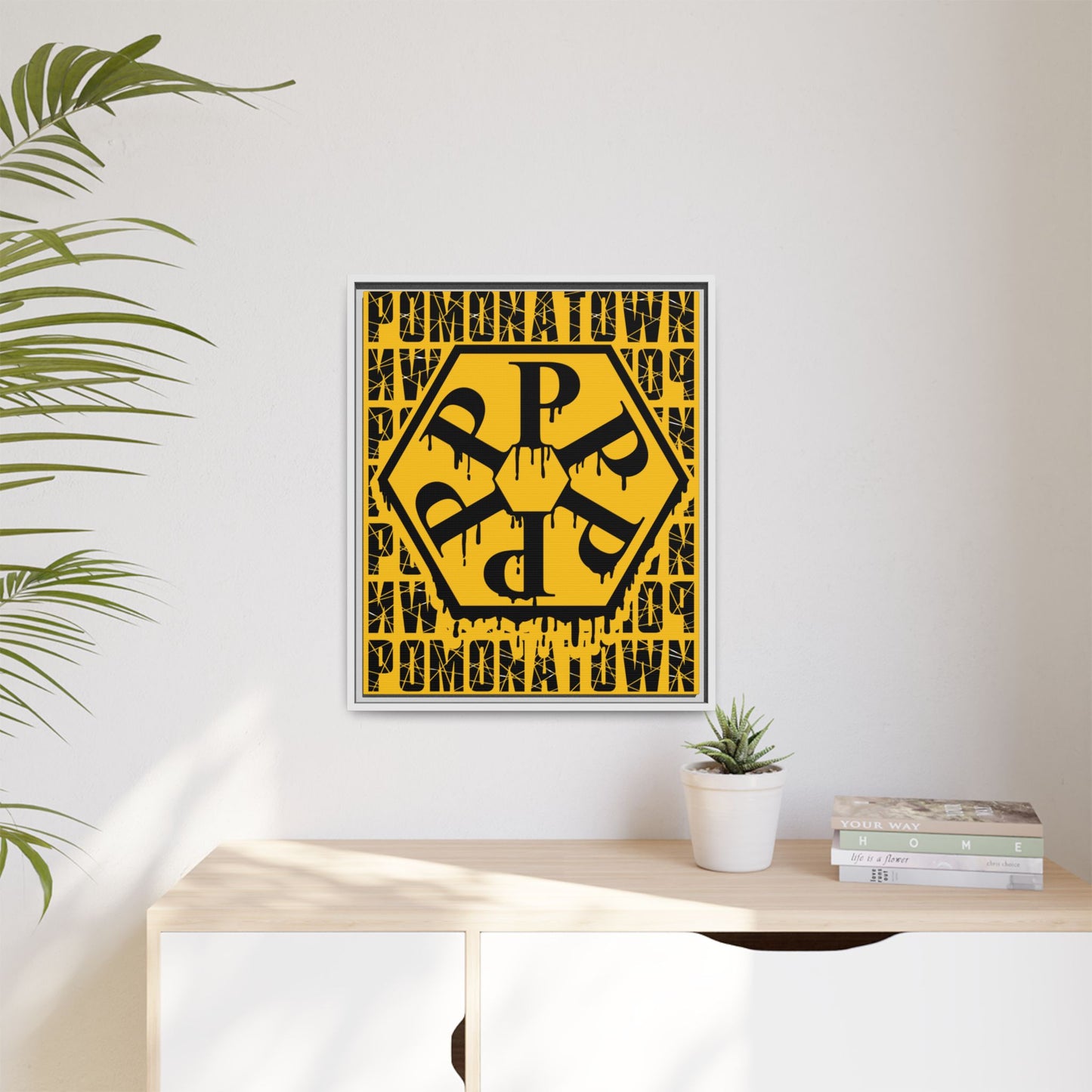 Framed Canvas Art Print, Urban Home Decor, Wall Art for Pomonatown Lovers, Typography Artwork, Gift for Friends