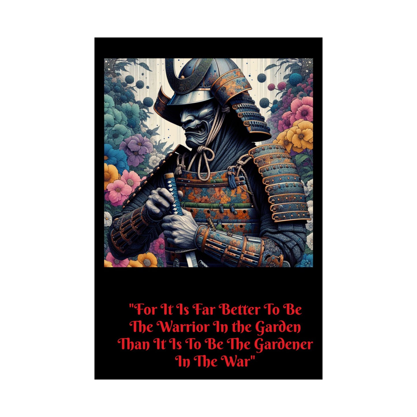 Samurai Warrior Poster, Inspirational Wall Art, Motivational Home Decor, Japanese Aesthetic Print, Garden and War Quote