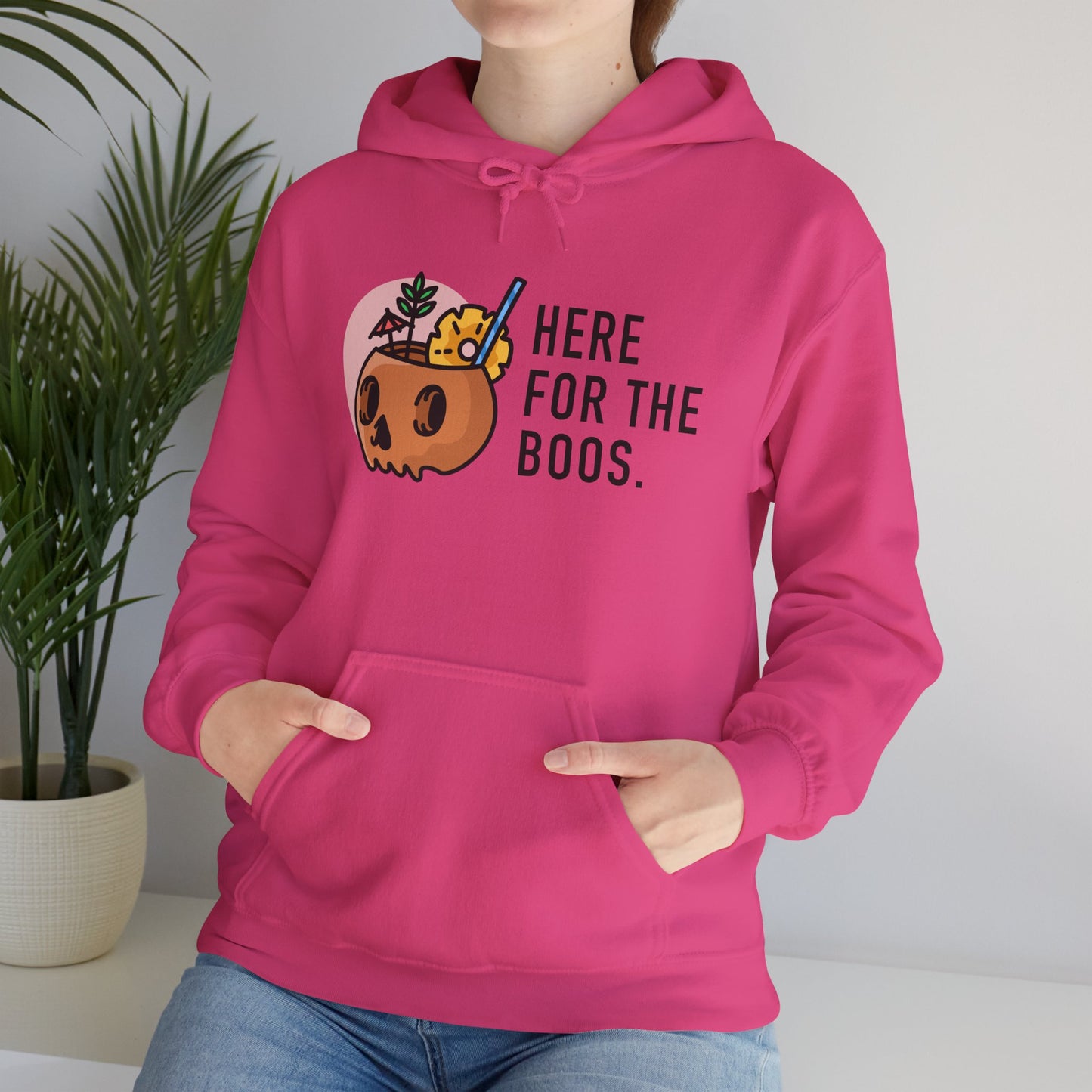 Halloween Skull Hoodie, Cozy Sweatshirt for Fall, Here for the Boos, Unisex Sweatshirt, Perfect for Halloween, Gift for Spooky Season