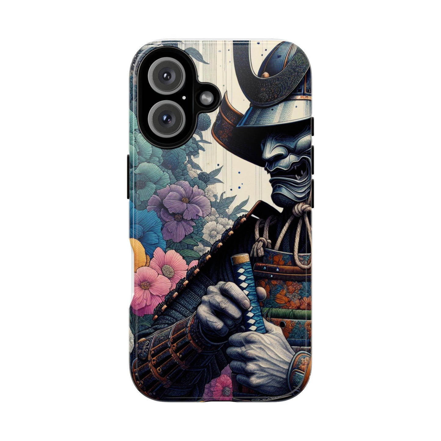 Samurai Floral Phone Case: Tough & Stylish Protection, Gifts for Warriors, Phone Accessories, Unique Designs, Art for Tech Lovers