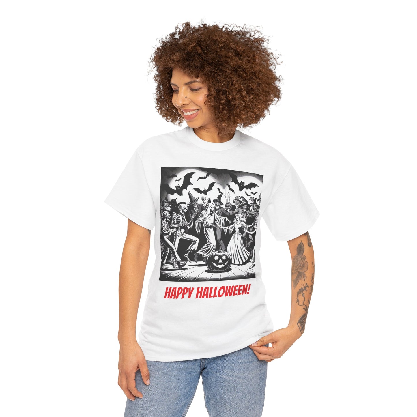 Halloween Party Unisex Heavy Cotton Tee, Spooky Costume Shirt, Halloween Celebration Tee, Trick or Treat Apparel, Casual Autumn Wear