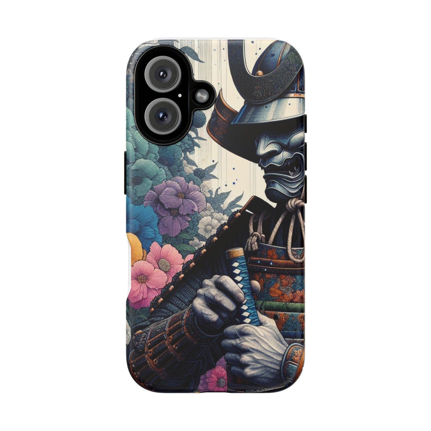 Samurai Floral Phone Case: Tough & Stylish Protection, Gifts for Warriors, Phone Accessories, Unique Designs, Art for Tech Lovers