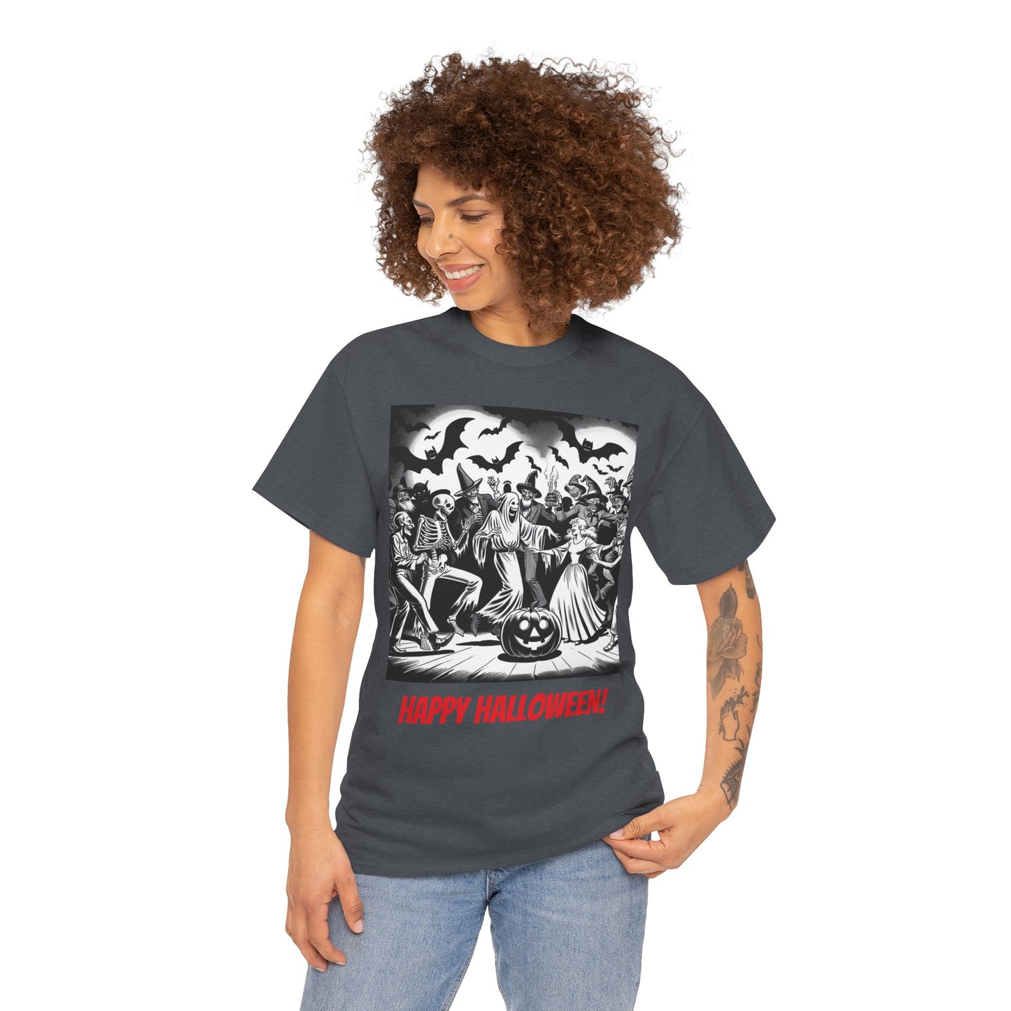 Halloween Party Unisex Heavy Cotton Tee, Spooky Costume Shirt, Halloween Celebration Tee, Trick or Treat Apparel, Casual Autumn Wear
