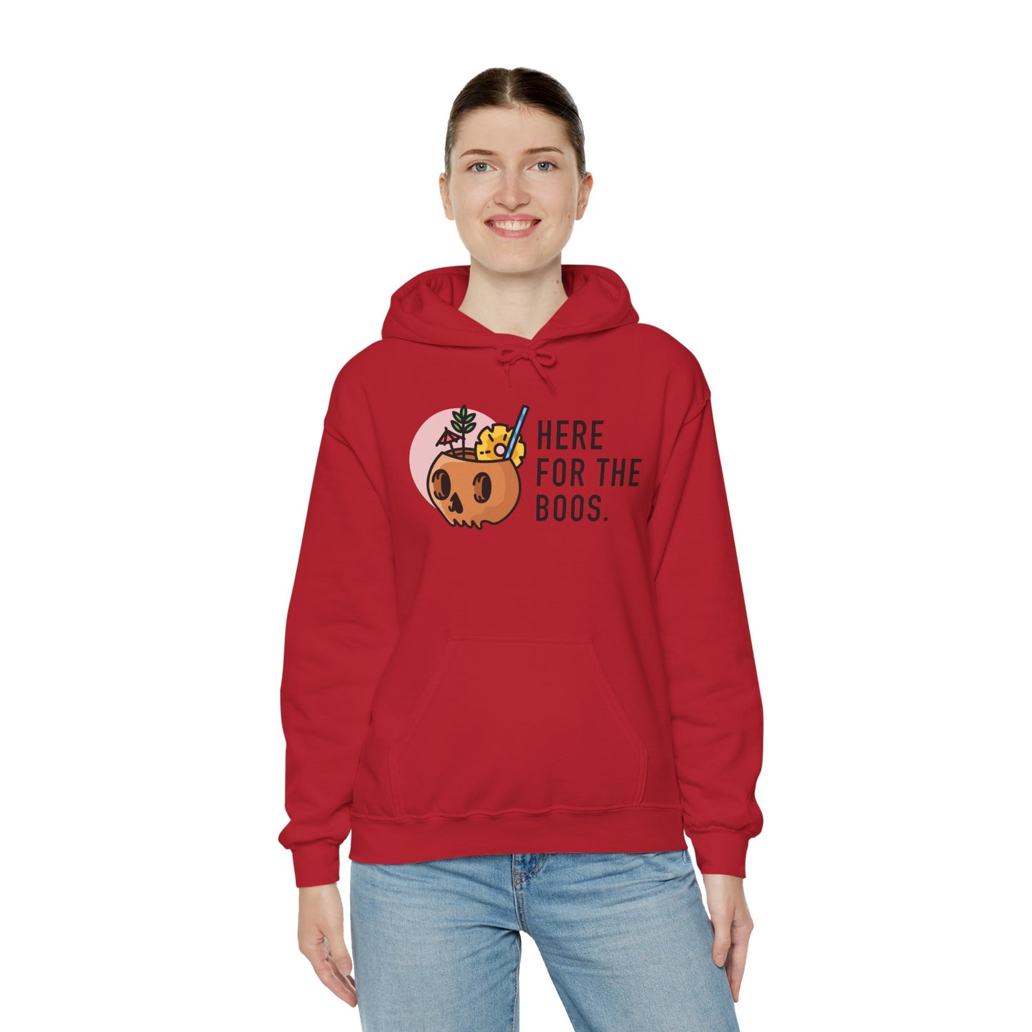 Halloween Skull Hoodie, Cozy Sweatshirt for Fall, Here for the Boos, Unisex Sweatshirt, Perfect for Halloween, Gift for Spooky Season