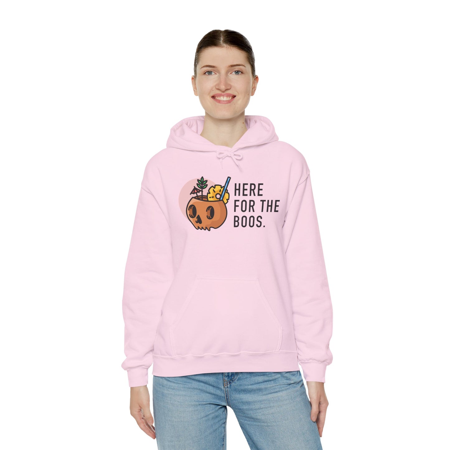 Halloween Skull Hoodie, Cozy Sweatshirt for Fall, Here for the Boos, Unisex Sweatshirt, Perfect for Halloween, Gift for Spooky Season