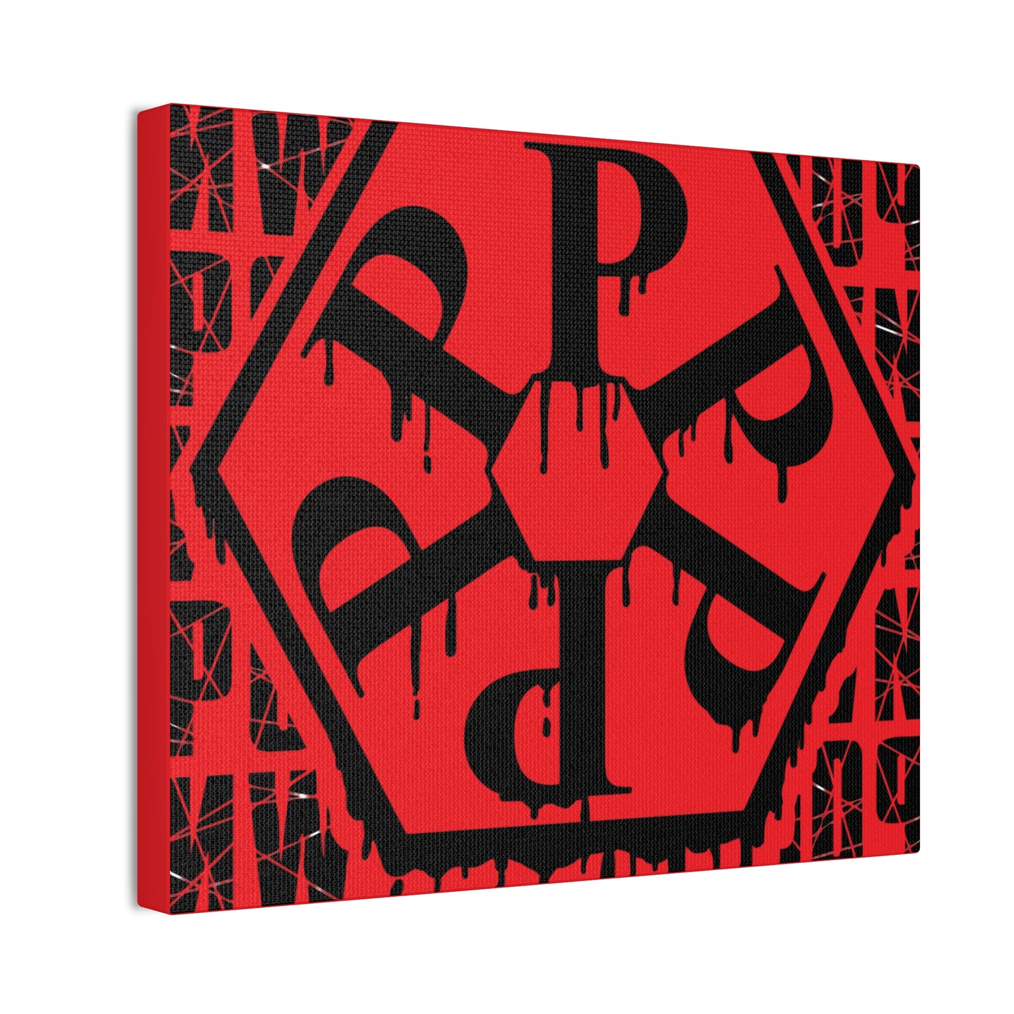 Urban Art Canvas Print, Graffiti Wall Decor, Modern Home Art, Red Hexagon Design, Contemporary Living Room Accent