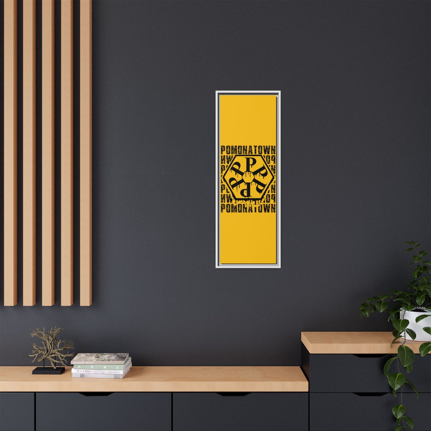 Framed Canvas Art Print, Urban Home Decor, Wall Art for Pomonatown Lovers, Typography Artwork, Gift for Friends