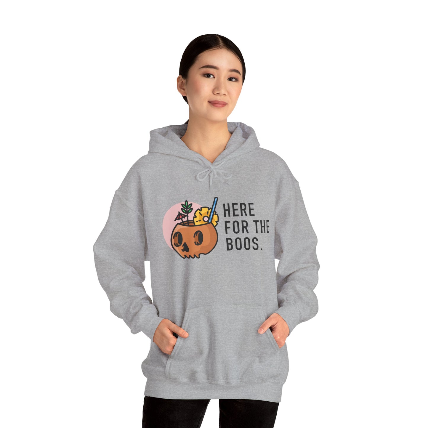 Halloween Skull Hoodie, Cozy Sweatshirt for Fall, Here for the Boos, Unisex Sweatshirt, Perfect for Halloween, Gift for Spooky Season