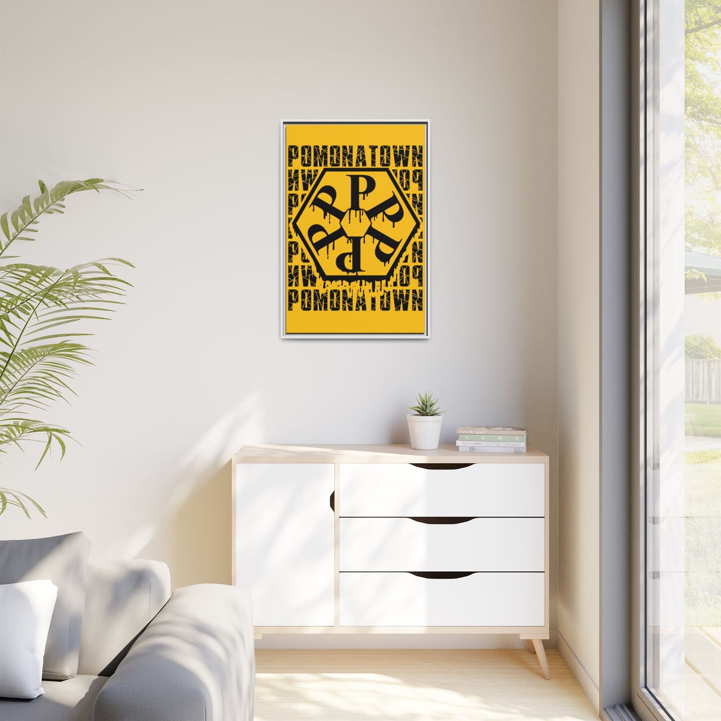 Framed Canvas Art Print, Urban Home Decor, Wall Art for Pomonatown Lovers, Typography Artwork, Gift for Friends