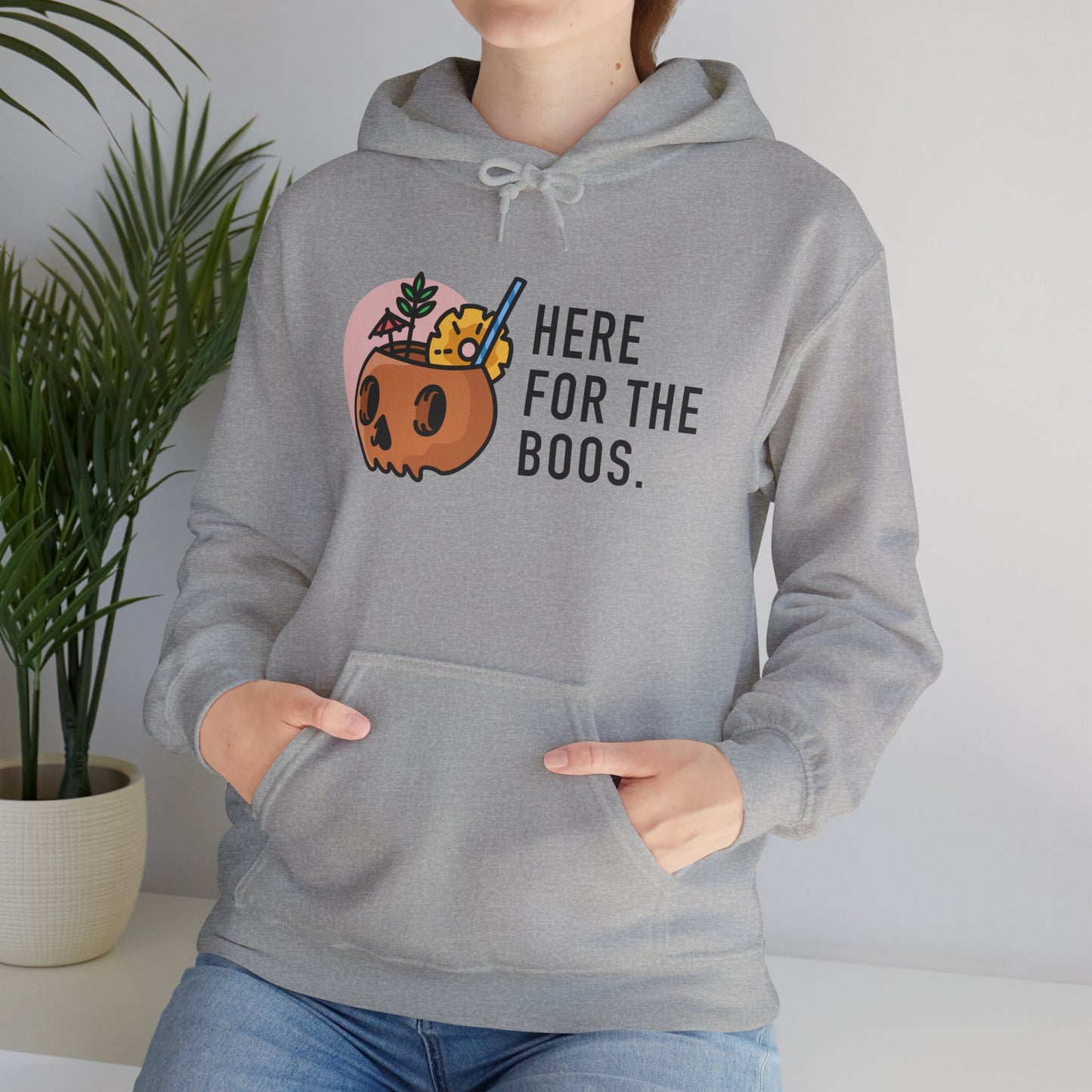 Halloween Skull Hoodie, Cozy Sweatshirt for Fall, Here for the Boos, Unisex Sweatshirt, Perfect for Halloween, Gift for Spooky Season