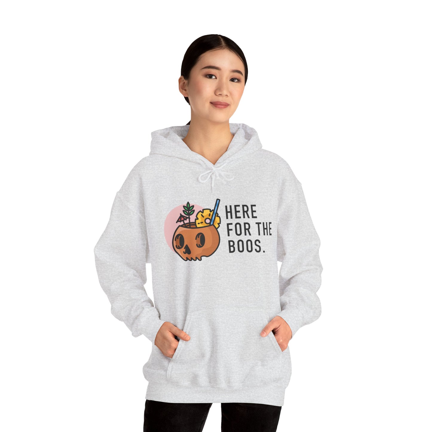 Halloween Skull Hoodie, Cozy Sweatshirt for Fall, Here for the Boos, Unisex Sweatshirt, Perfect for Halloween, Gift for Spooky Season