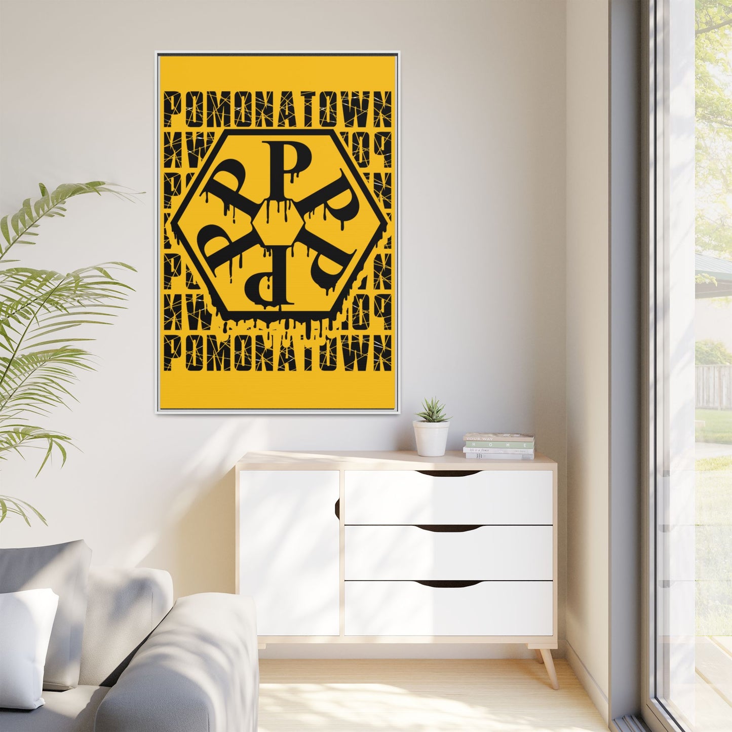 Framed Canvas Art Print, Urban Home Decor, Wall Art for Pomonatown Lovers, Typography Artwork, Gift for Friends