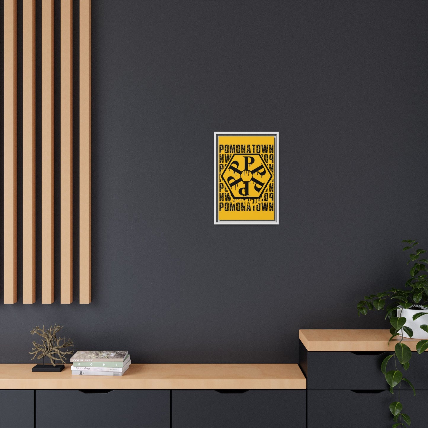 Framed Canvas Art Print, Urban Home Decor, Wall Art for Pomonatown Lovers, Typography Artwork, Gift for Friends