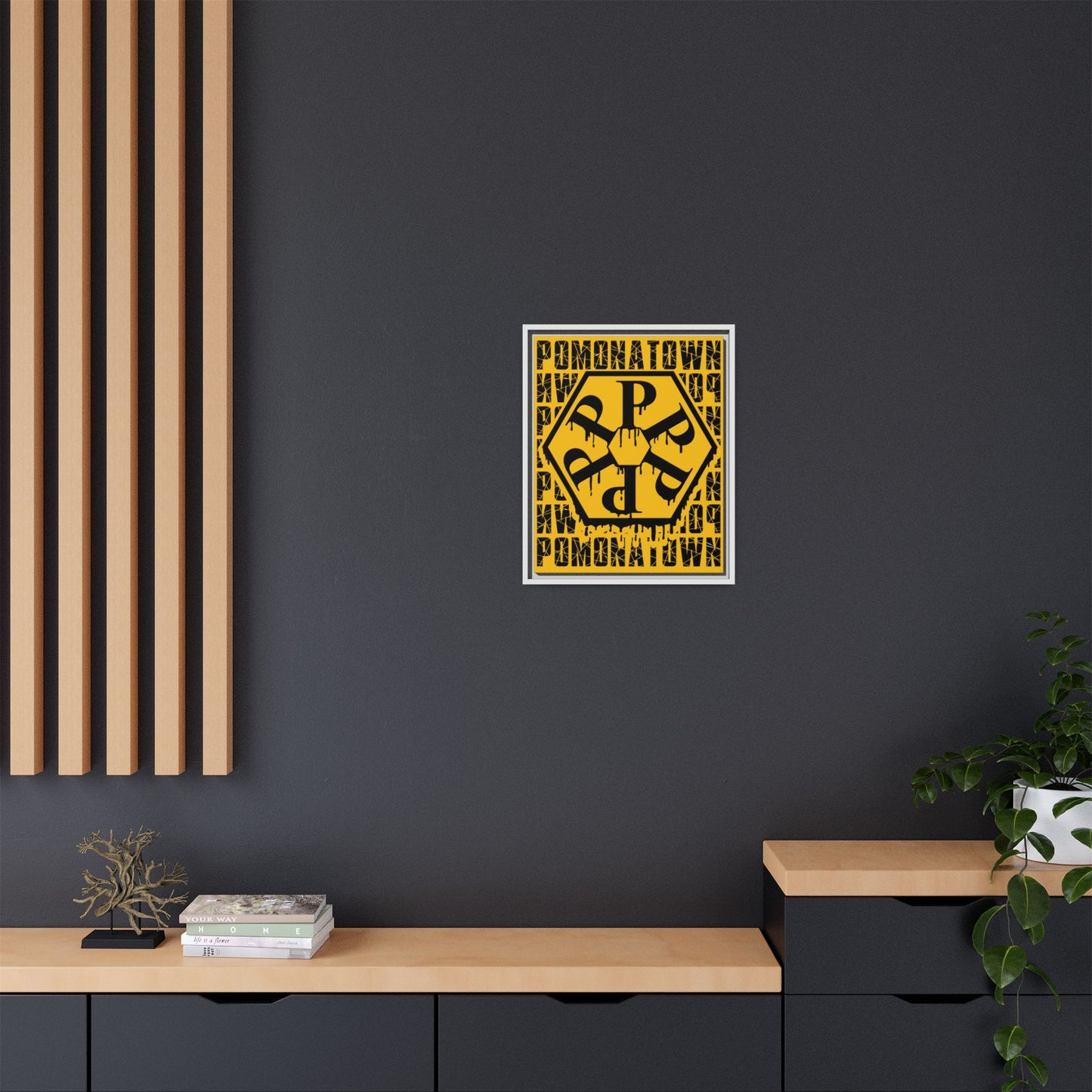 Framed Canvas Art Print, Urban Home Decor, Wall Art for Pomonatown Lovers, Typography Artwork, Gift for Friends