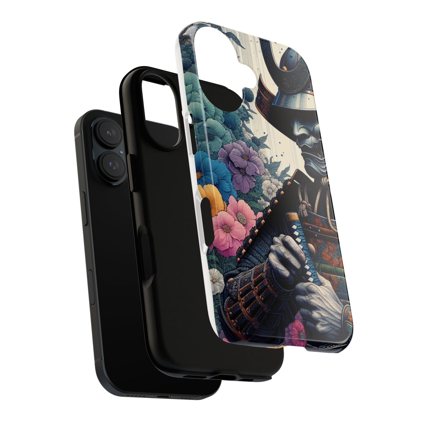 Samurai Floral Phone Case: Tough & Stylish Protection, Gifts for Warriors, Phone Accessories, Unique Designs, Art for Tech Lovers