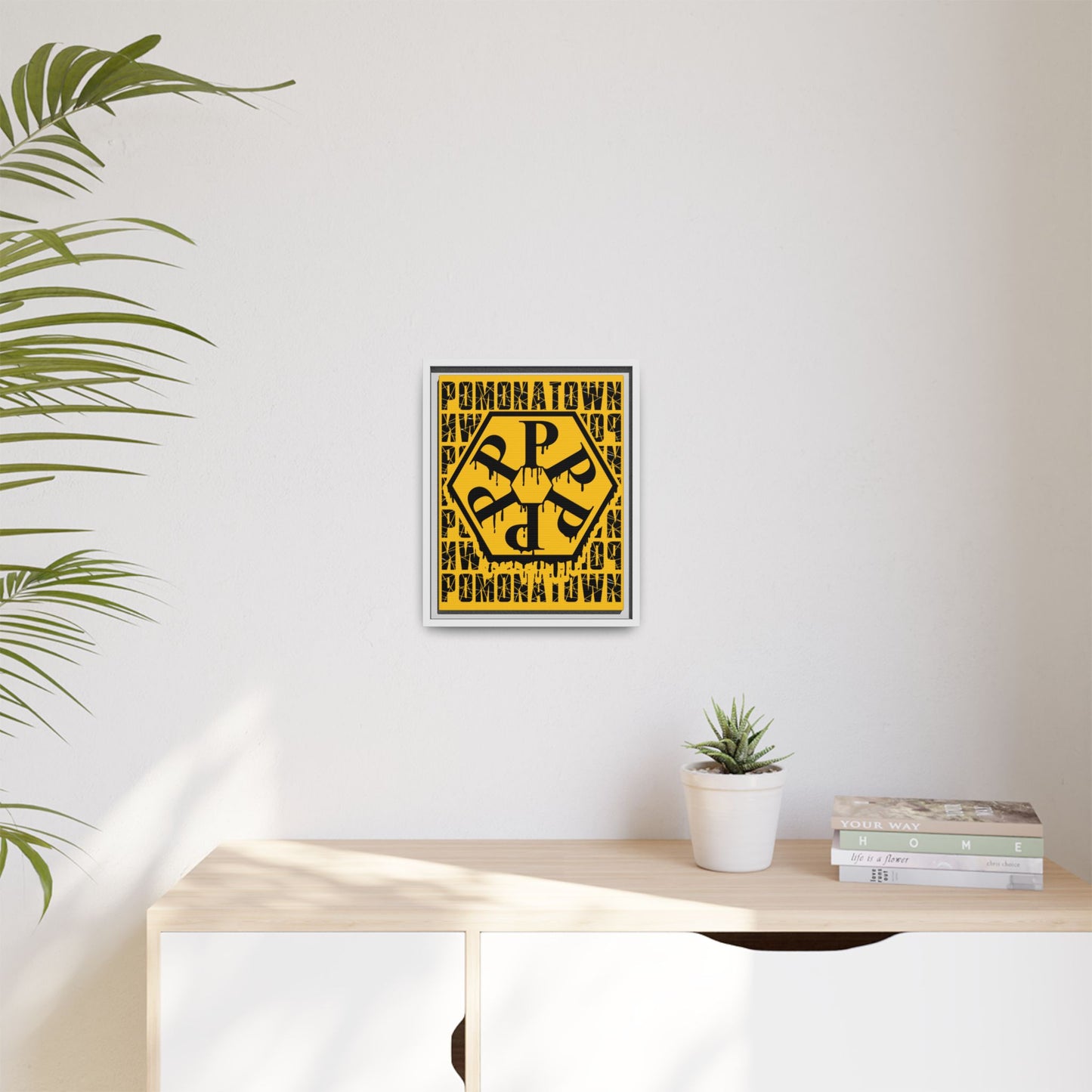 Framed Canvas Art Print, Urban Home Decor, Wall Art for Pomonatown Lovers, Typography Artwork, Gift for Friends