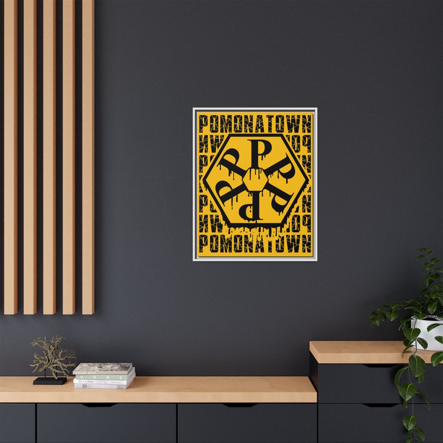 Framed Canvas Art Print, Urban Home Decor, Wall Art for Pomonatown Lovers, Typography Artwork, Gift for Friends