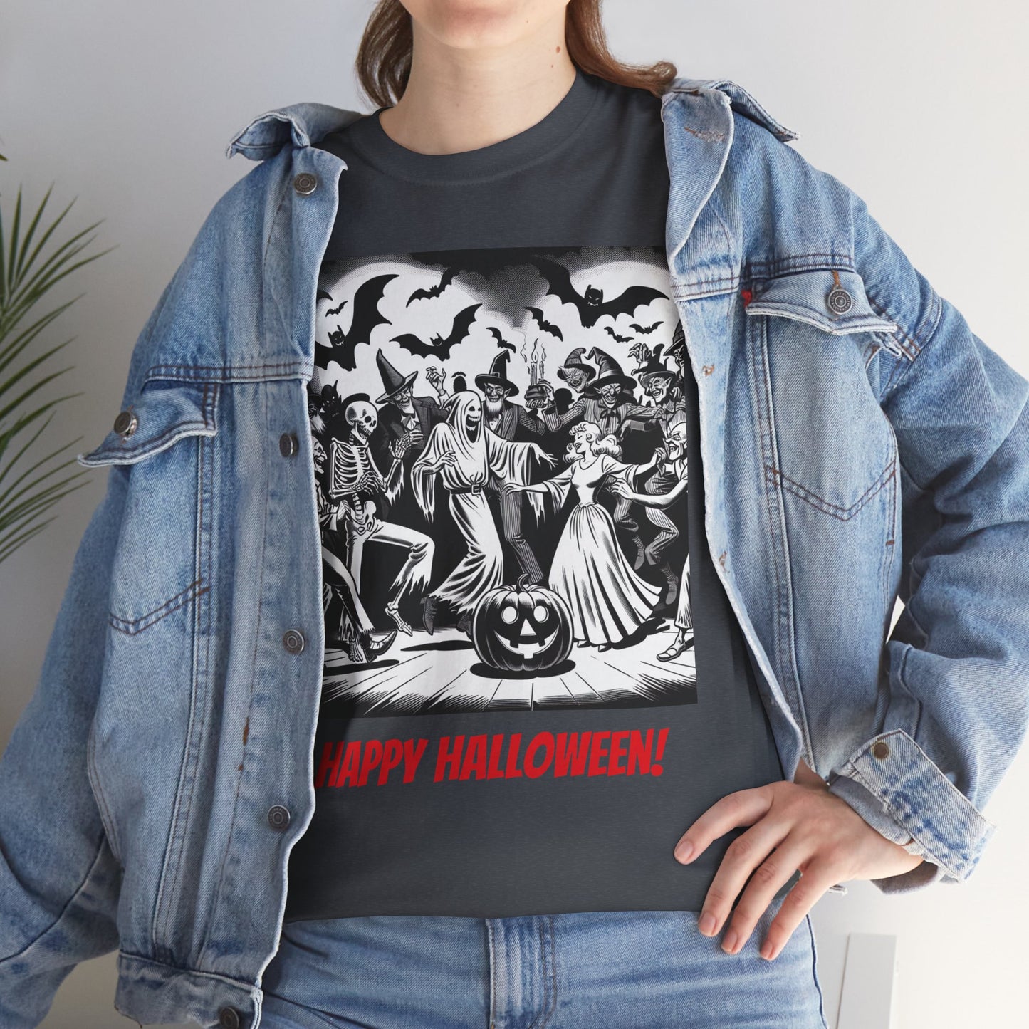 Halloween Party Unisex Heavy Cotton Tee, Spooky Costume Shirt, Halloween Celebration Tee, Trick or Treat Apparel, Casual Autumn Wear