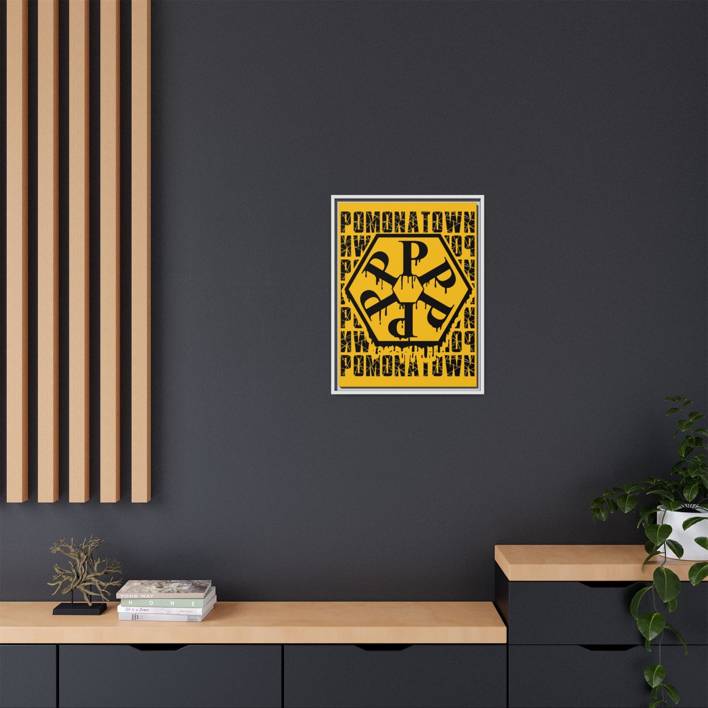 Framed Canvas Art Print, Urban Home Decor, Wall Art for Pomonatown Lovers, Typography Artwork, Gift for Friends