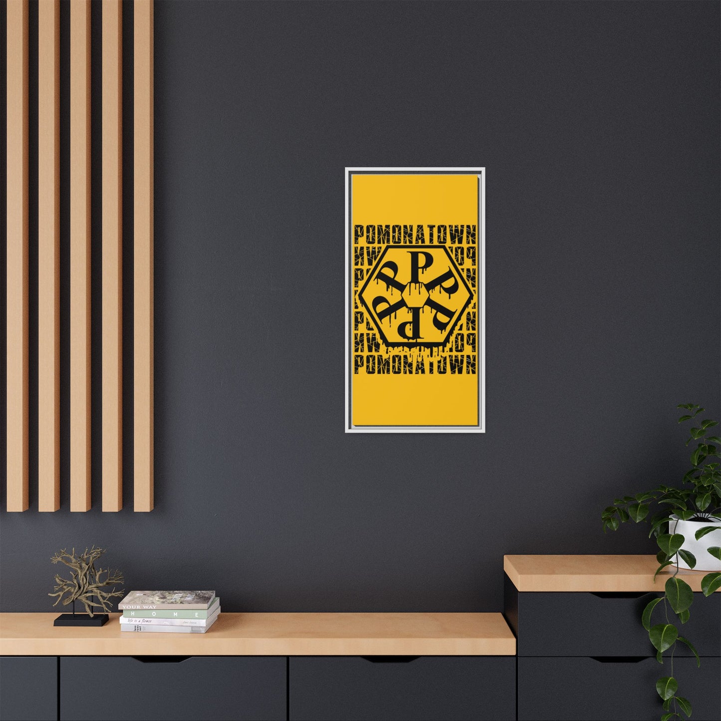 Framed Canvas Art Print, Urban Home Decor, Wall Art for Pomonatown Lovers, Typography Artwork, Gift for Friends