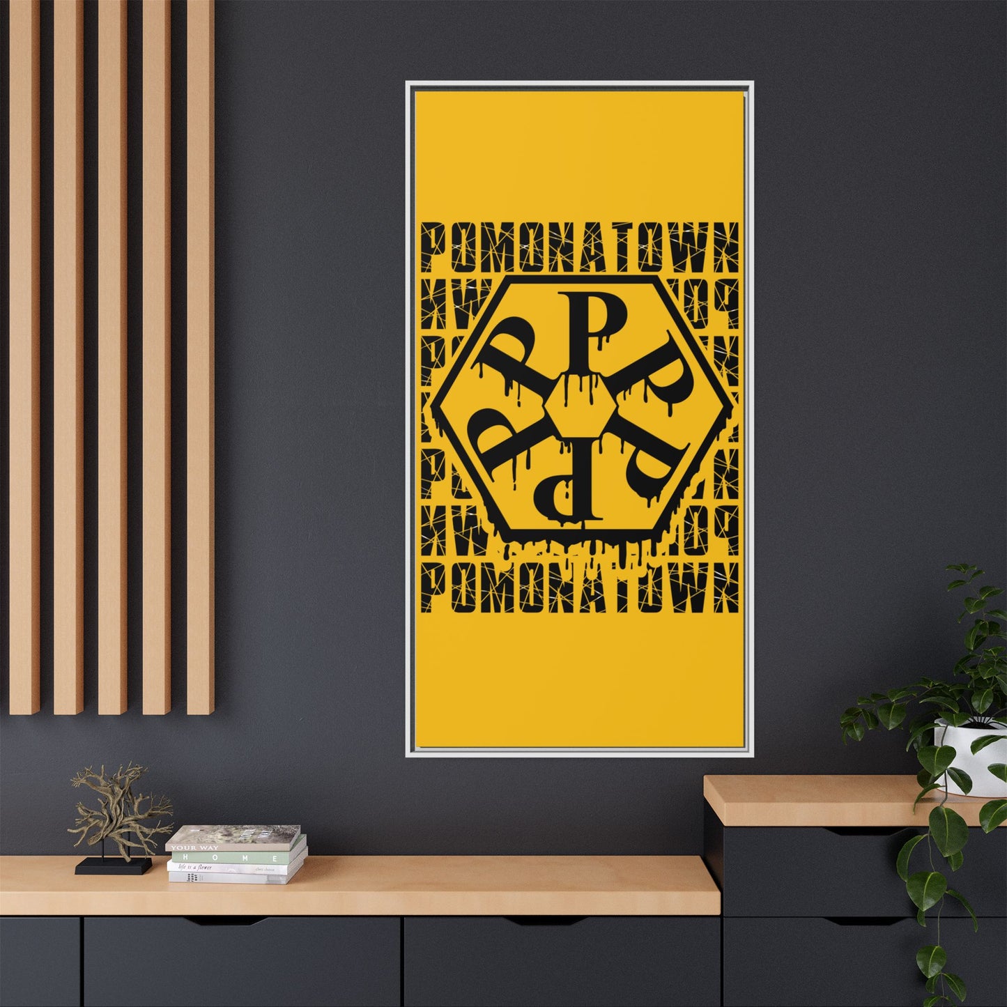 Framed Canvas Art Print, Urban Home Decor, Wall Art for Pomonatown Lovers, Typography Artwork, Gift for Friends
