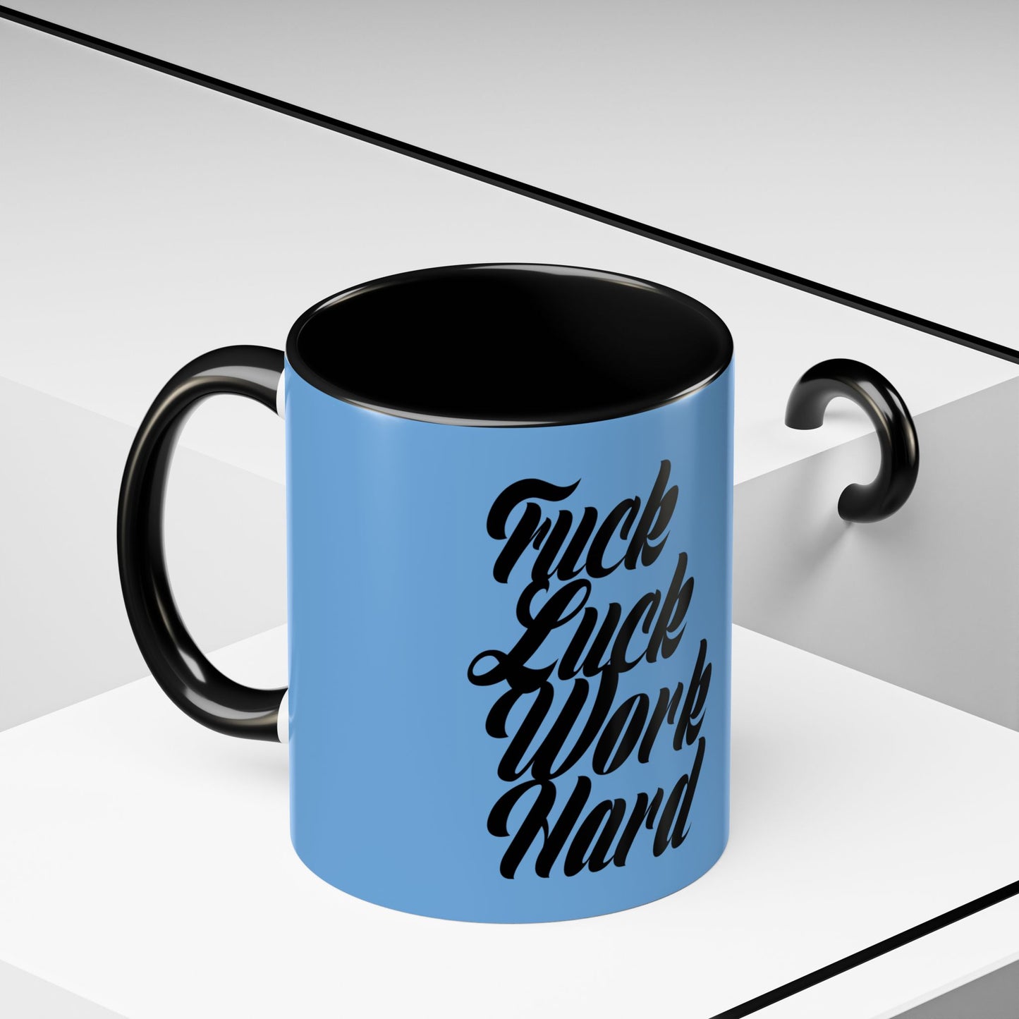 Motivational Coffee Mug - 'Luck & Work Hard', Inspirational Gift for Coffee Lovers, Office Decor, Birthday Present, Home Essentials