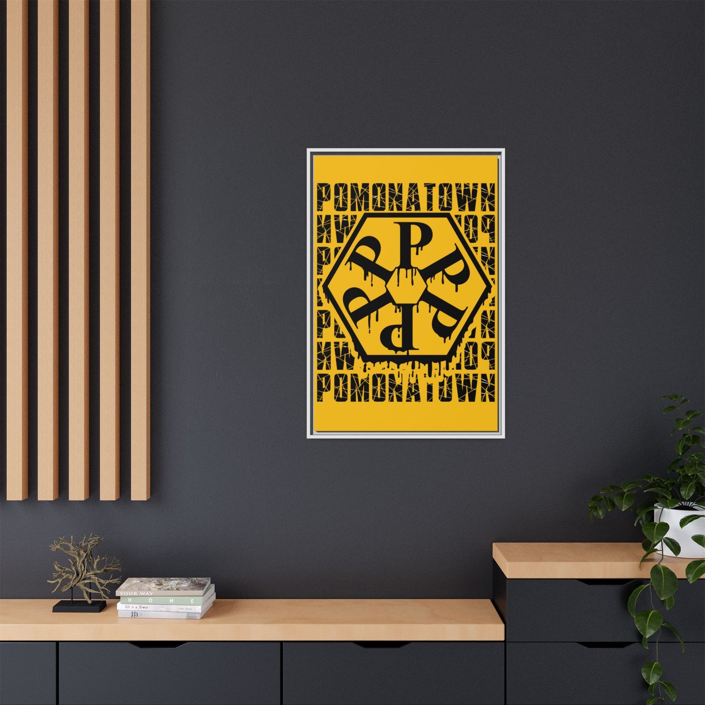 Framed Canvas Art Print, Urban Home Decor, Wall Art for Pomonatown Lovers, Typography Artwork, Gift for Friends
