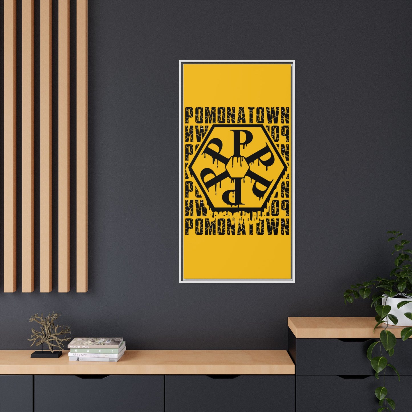 Framed Canvas Art Print, Urban Home Decor, Wall Art for Pomonatown Lovers, Typography Artwork, Gift for Friends