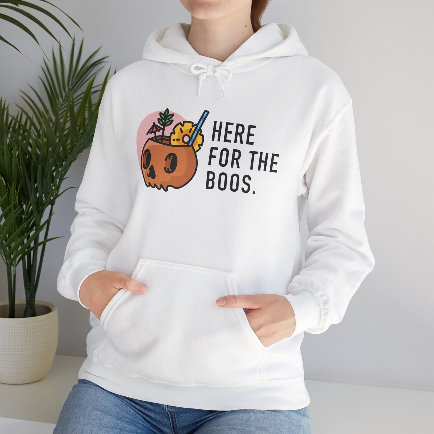 Halloween Skull Hoodie, Cozy Sweatshirt for Fall, Here for the Boos, Unisex Sweatshirt, Perfect for Halloween, Gift for Spooky Season