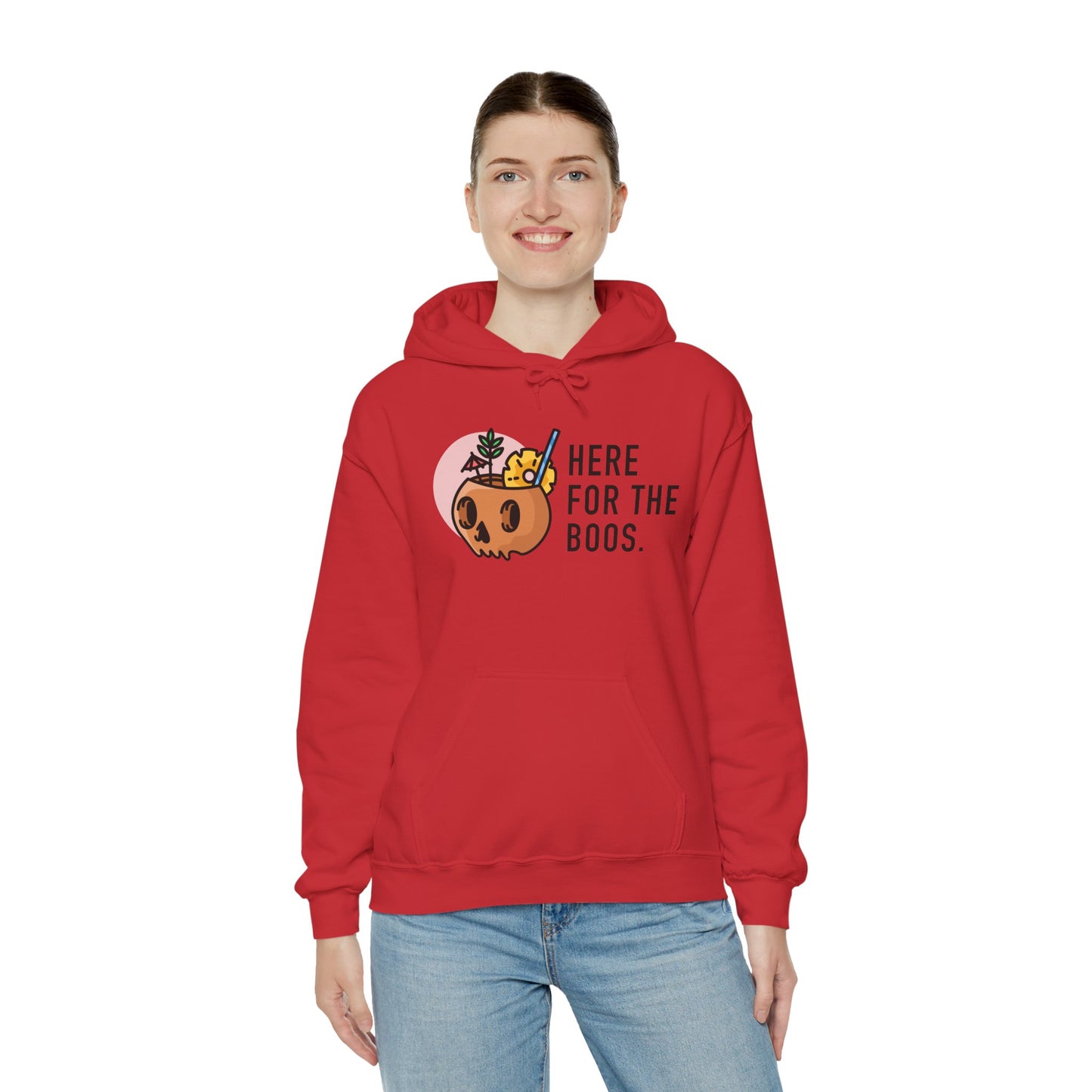 Halloween Skull Hoodie, Cozy Sweatshirt for Fall, Here for the Boos, Unisex Sweatshirt, Perfect for Halloween, Gift for Spooky Season