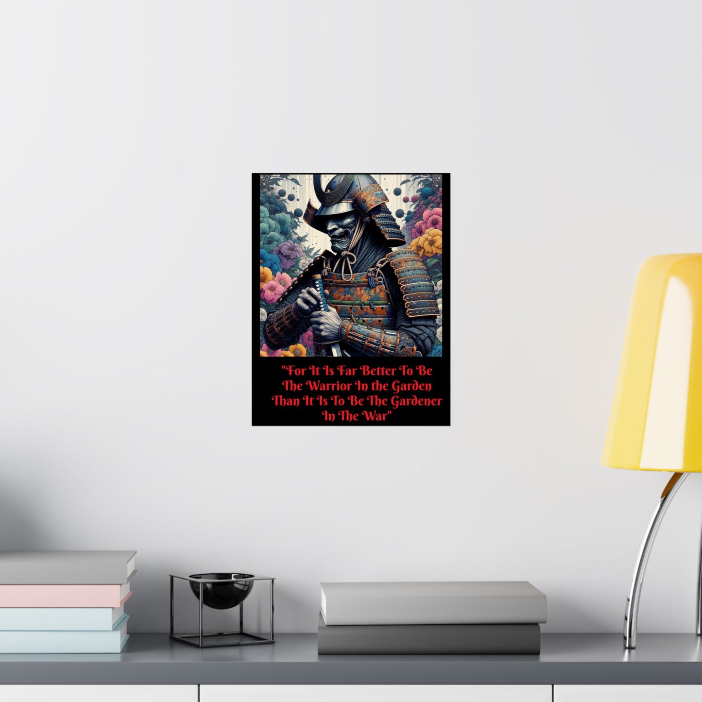 Samurai Warrior Poster, Inspirational Wall Art, Motivational Home Decor, Japanese Aesthetic Print, Garden and War Quote