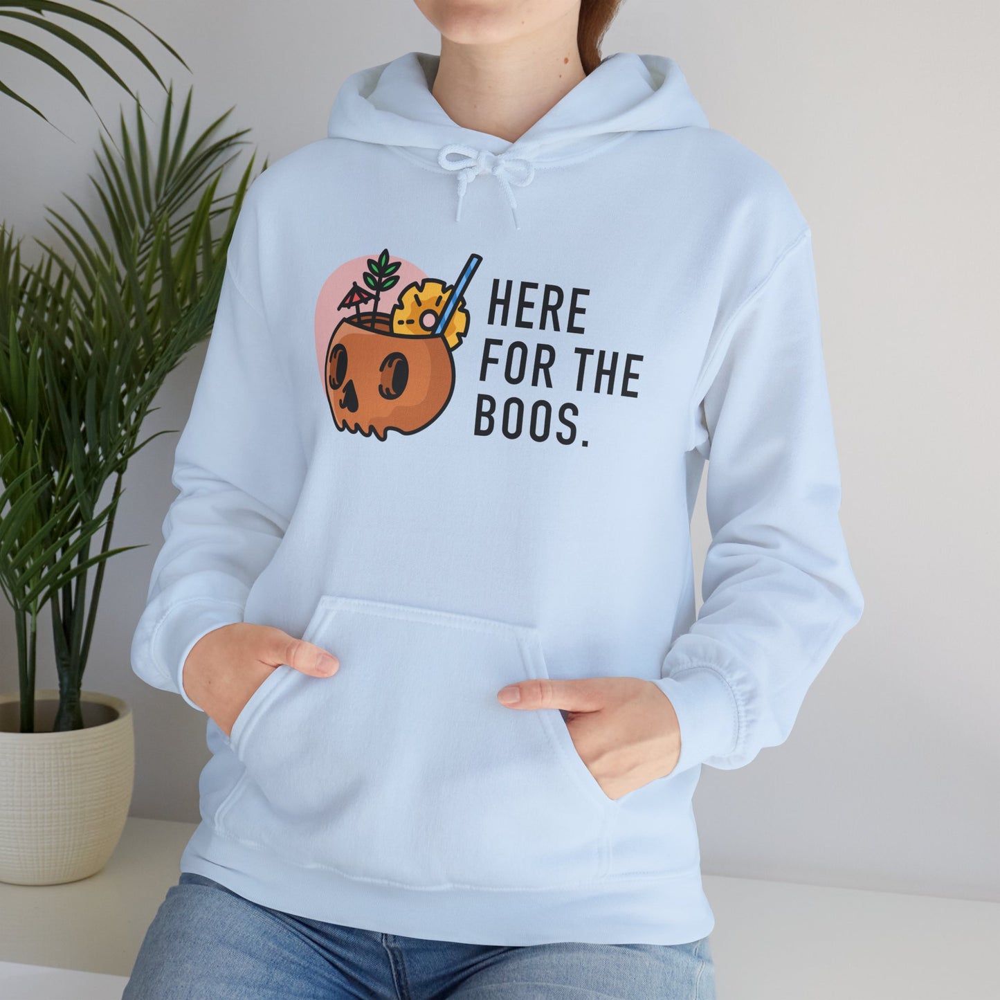 Halloween Skull Hoodie, Cozy Sweatshirt for Fall, Here for the Boos, Unisex Sweatshirt, Perfect for Halloween, Gift for Spooky Season