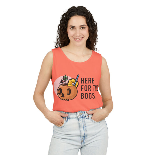 Halloween Festive Tank Top, Casual Summer Top, Unisex Tank, Here for the Boos Shirt, Party Wear, Fall Fashion, Trendy Halloween Apparel