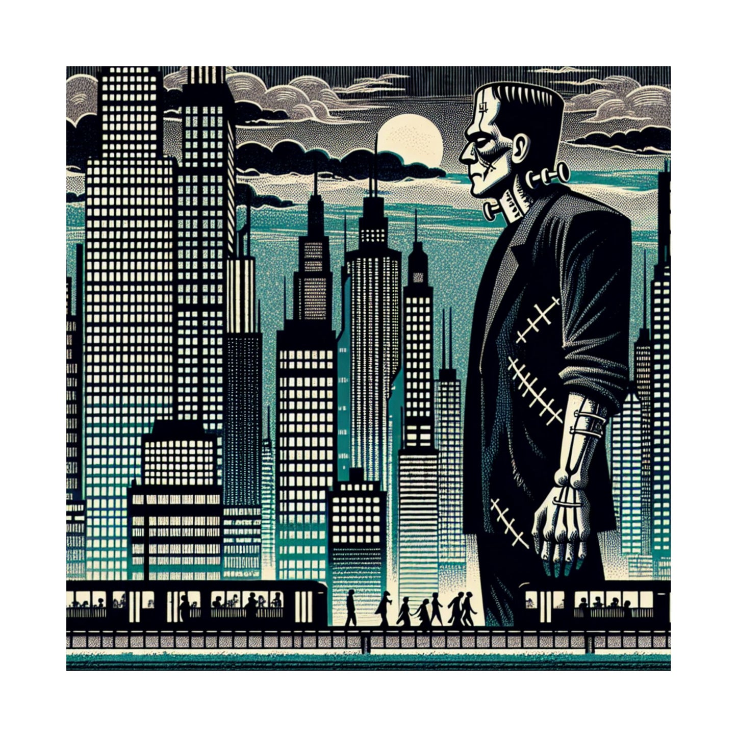 Urban Monster Art Print, Matte Vertical Posters, Halloween Decor, Gothic Wall Art, Unique Home Decor, Gift for Horror Fans
