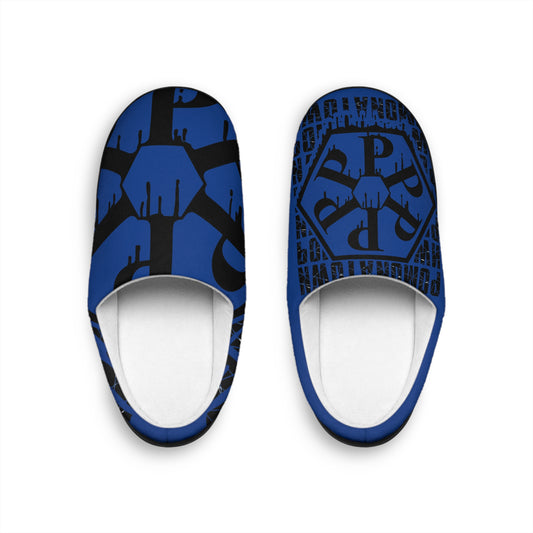 Cozy Blue Graphic Slippers for Men, Indoor Comfort Slippers, House Shoes, Gift for Him, Stylish Loungewear