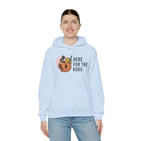 Halloween Skull Hoodie, Cozy Sweatshirt for Fall, Here for the Boos, Unisex Sweatshirt, Perfect for Halloween, Gift for Spooky Season
