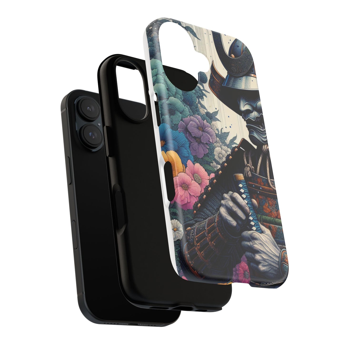 Samurai Floral Phone Case: Tough & Stylish Protection, Gifts for Warriors, Phone Accessories, Unique Designs, Art for Tech Lovers